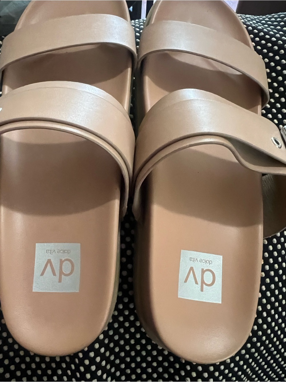 DV by Dolce Vita Blush Nude Dual-Strap Slide Sandals